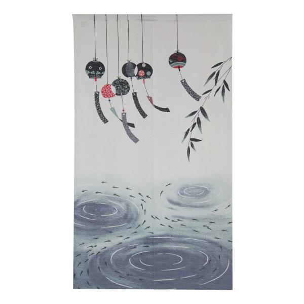 のれん メダカと風鈴 サイズ:85×150cm 17-720|エムーエムショップ