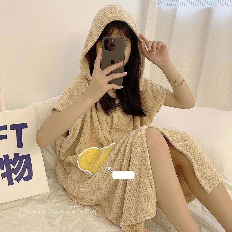 女子学生韓国版かわいい家庭用浴衣純綿よりも水を吸うバスタオル大きなバスタオルは着ることができる毛が抜けないマントも帽子もシャワースカートも