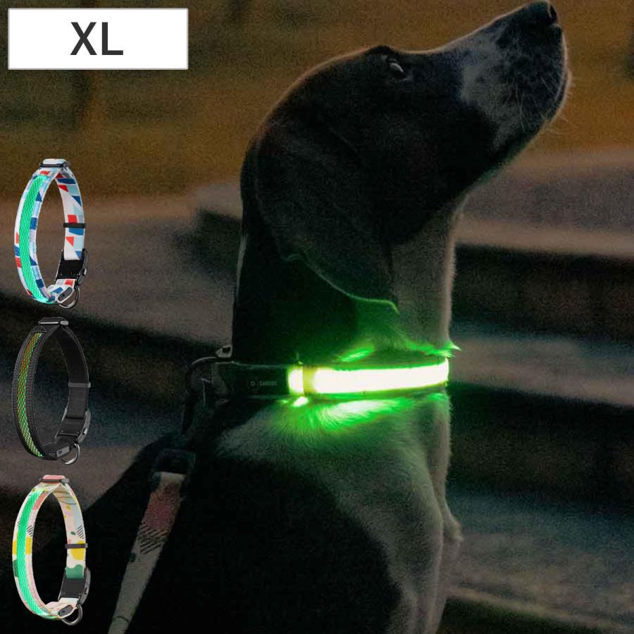 首輪 光る ドッグネス LED首輪 XL （ ライト 散歩 犬 犬用ライト 夜散歩 充電式 LED 生活防水 明るい 大型犬 ）