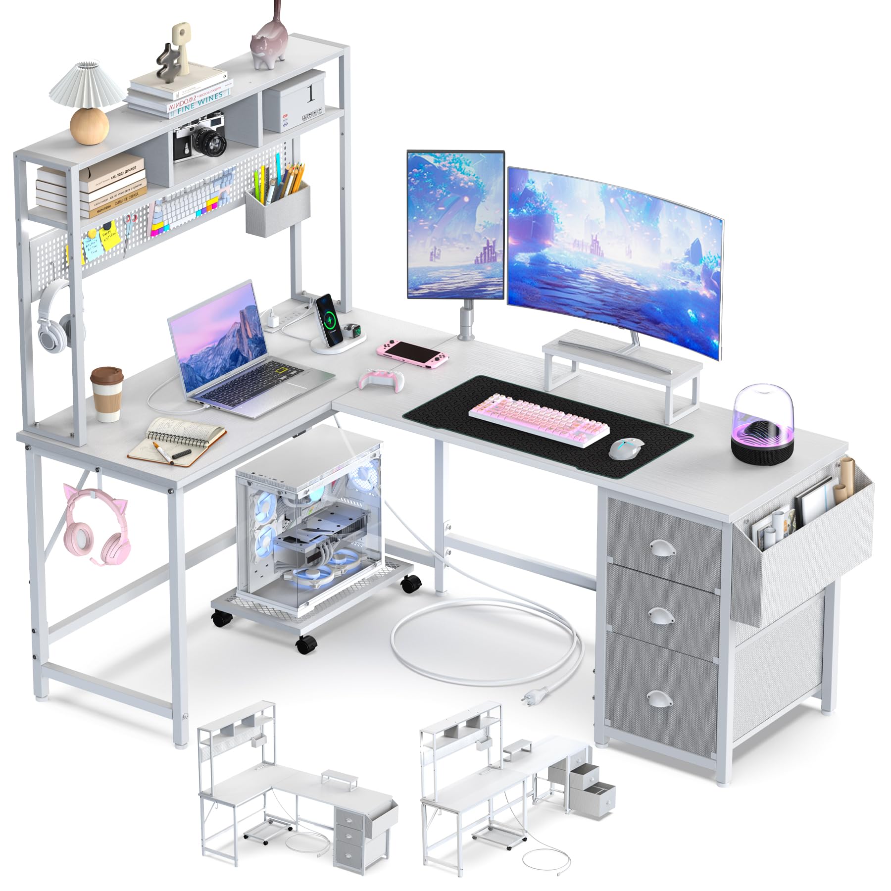 パソコンデスク 引き出し付き 机 pcデスク 幅106cm ゲーミングデスク 楽天市場】字デスク パソコンデスク 黒 幅169cm 引き出し付き 有孔