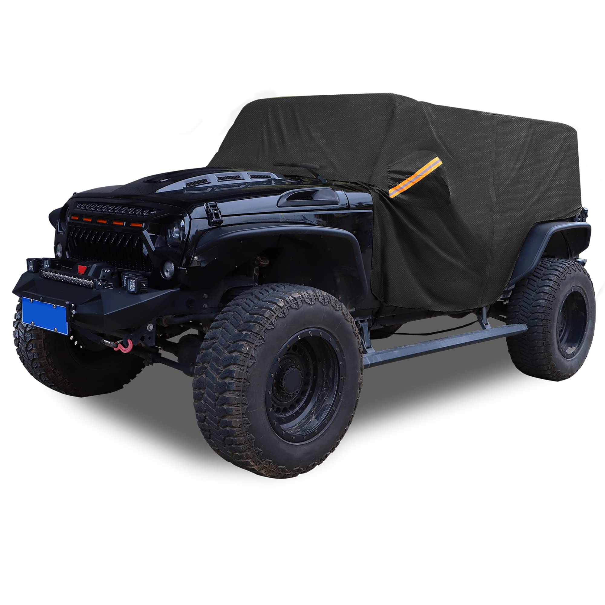 TSUV車のカバー キャブカバー Jeepに対応 Wrangler JK JL Hardtop and Convertible Soft Top 4ドアに対応 2007-2021に対応 屋外の日除け風防雪 420D オックスフォード 運転席ドアジッパー付き ブラック