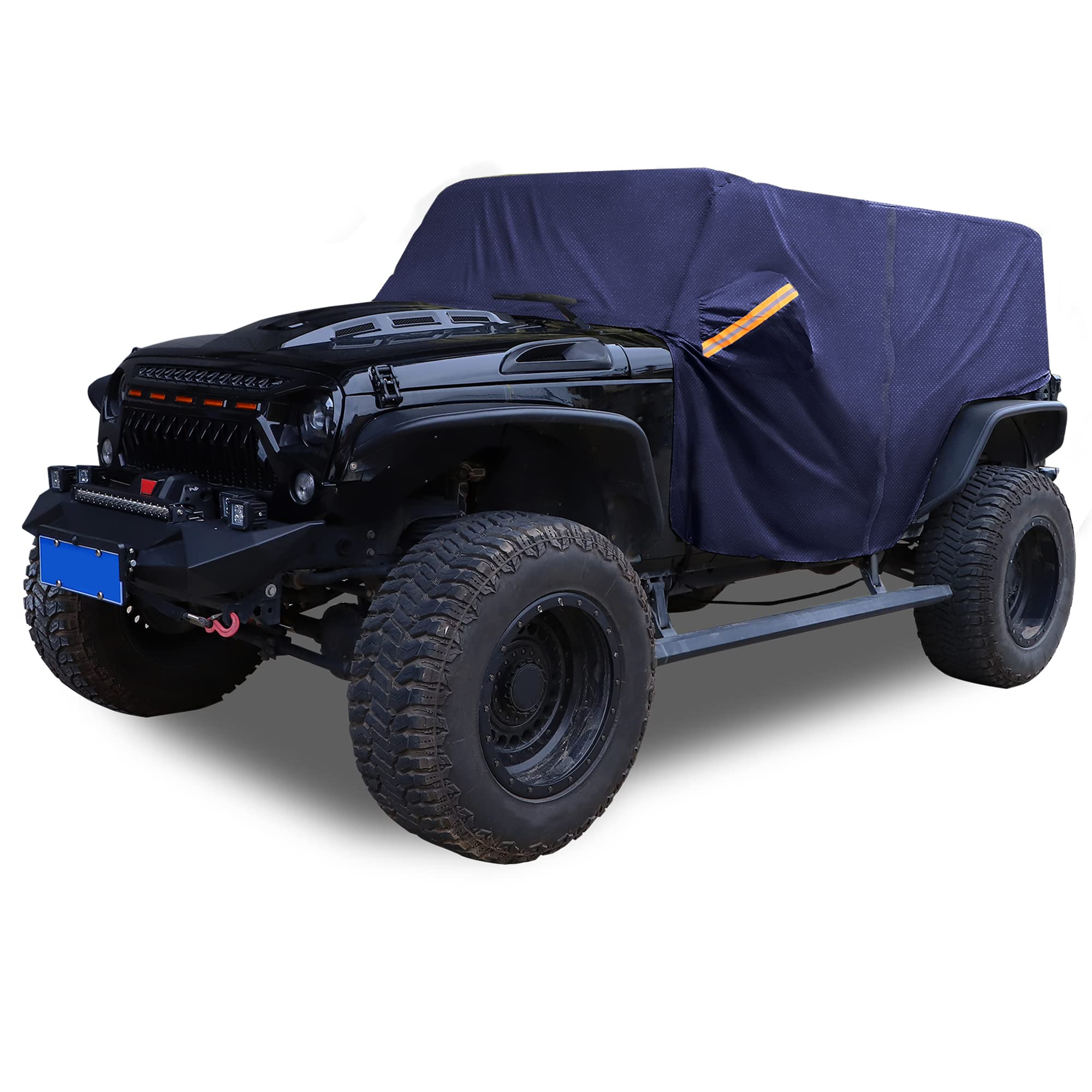 TSUV車のカバー キャブカバー Jeepに対応 Wrangler JK JL Hardtop 2ドアに対応 2007-2021に対応 屋外の日除け風防雪 210D オックスフォード 運転席ドアジッパー付き ネイビーブルー|エムーエムショップ