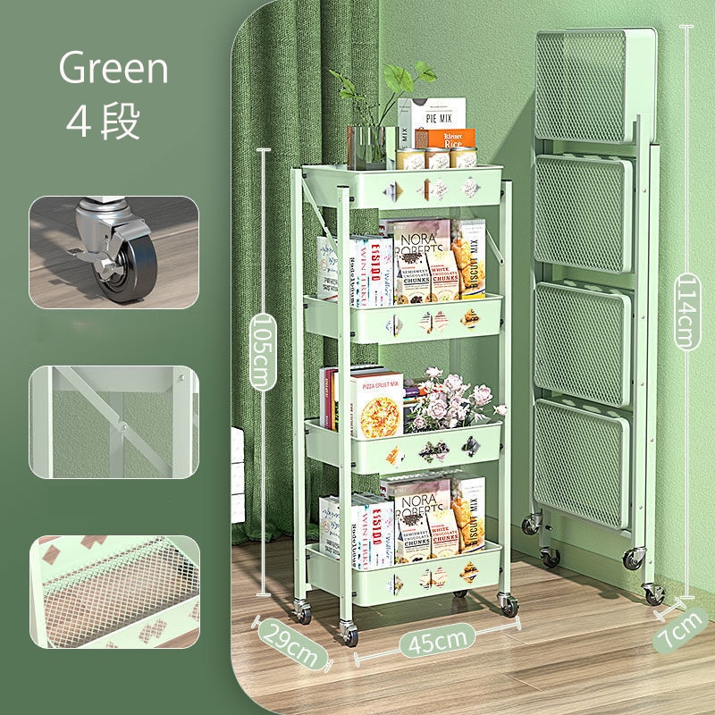 カーボンワゴン　キャスター付き　移動自由な収納ワゴン　収納ラック　小物収納ワゴン　キッチン収納　組み立て必要なし　折り畳み式収納ワゴン