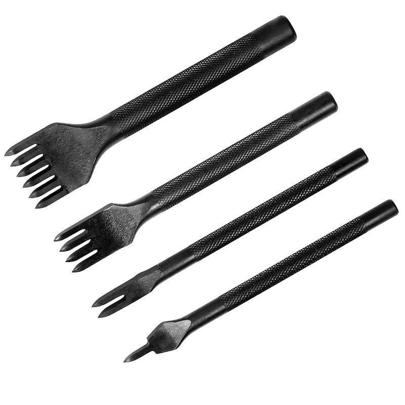 4本セット 菱目打ち丸穴 ポンチセット レザークラフト 革細工 ポンチ 穴あけ間隔 5MM 目打ち 革 縫い穴 打ち具1246
