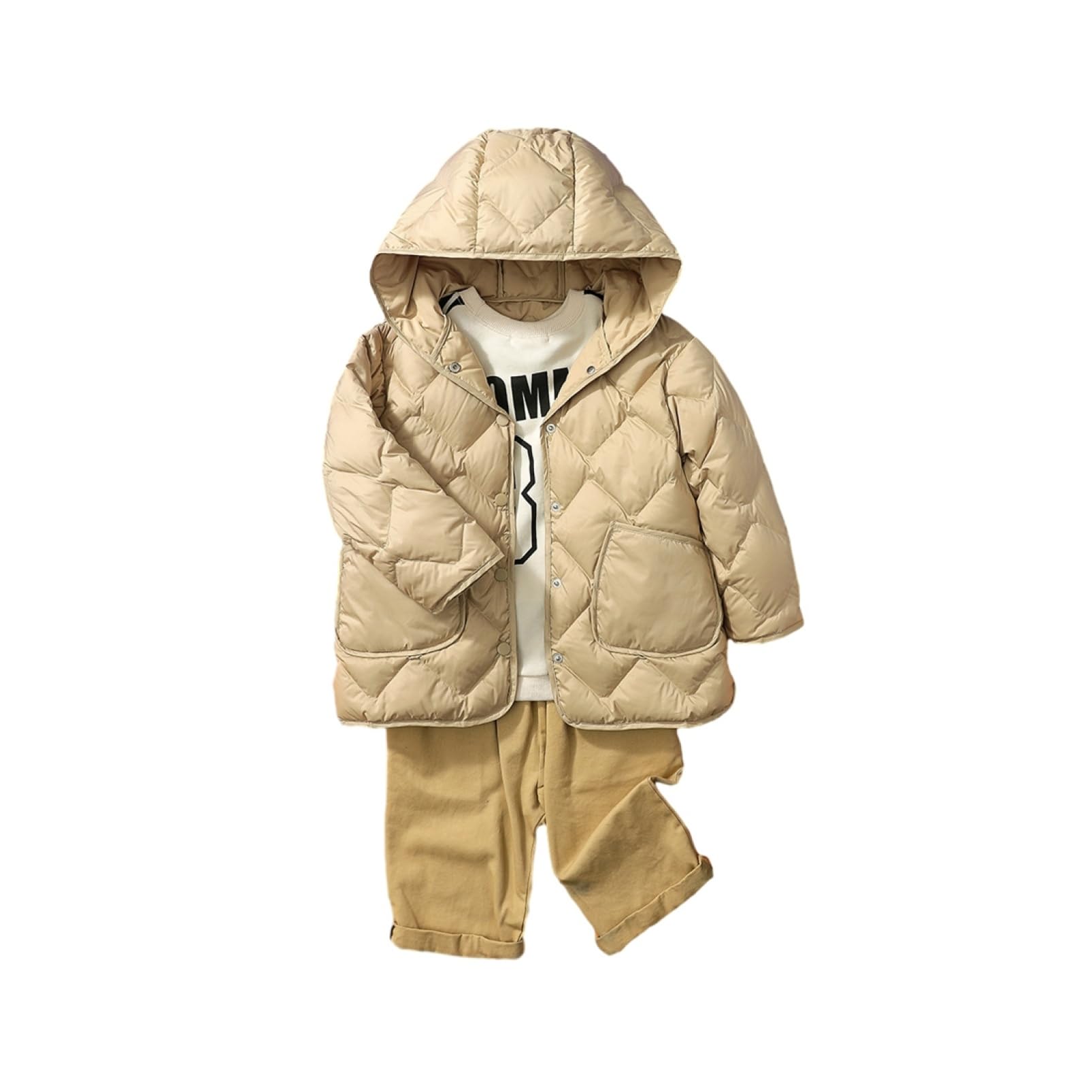 子供ダウンジャケット ダウン85% 秋冬 140cm ダウンコート 男女兼用 ベビー服 防寒防風 ショートコート 保温 上着 軽い おしゃれ カジュアル ジップアップ 普段着 通学 通園 雪遊び お出かけ アウター 贈物 ベージュ｜エムーエムショップ 15,301円