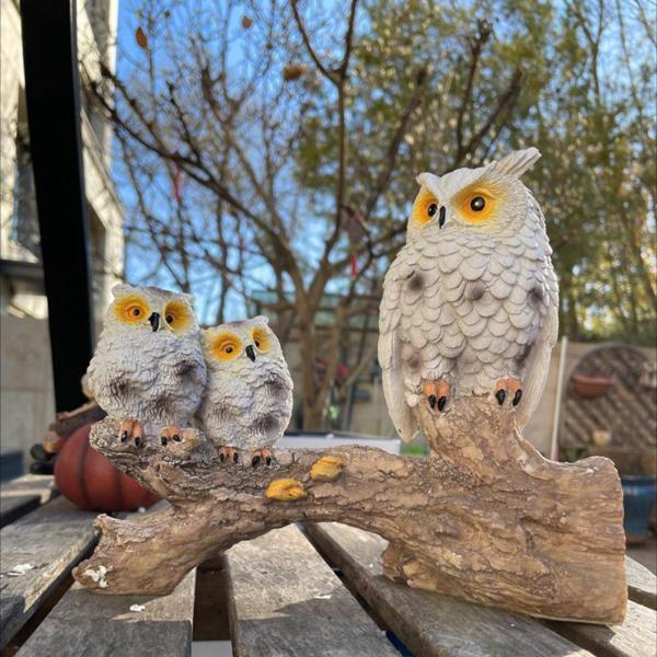 中庭の妖精の庭の庭のためにかわいい小さな庭のフクロウの装飾品の像｜エムーエムショップ