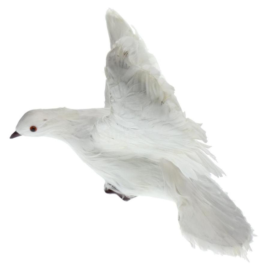 人工フェザー 鳩の装飾 現実的 鳥の置物 お庭 インテリア 芝生 店の窓 7種選択 - ＃4ホワイト・飛行