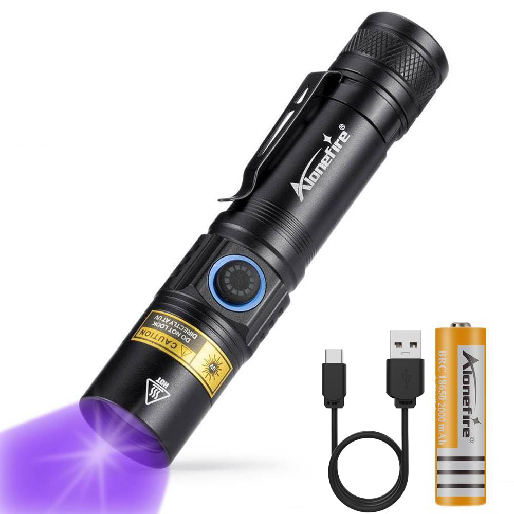 SV38 5W 365nm ブラックライト UV懐中電灯 タイプ USB C 充電式 紫外線 アニサキスライト ウッド灯検査 マネー検出器 レジン用 硬化、釣り、鉱物、鑑定 真贋用 ペット尿検出器 リチウム電池付き