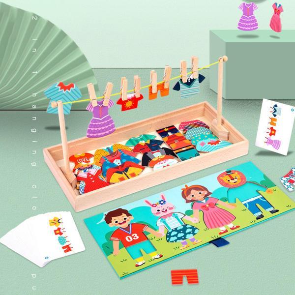 モンテッソーリ ぶら下げ服 ジグソーパズル 着せ替え 仕分け マッチングゲーム 2～4人用