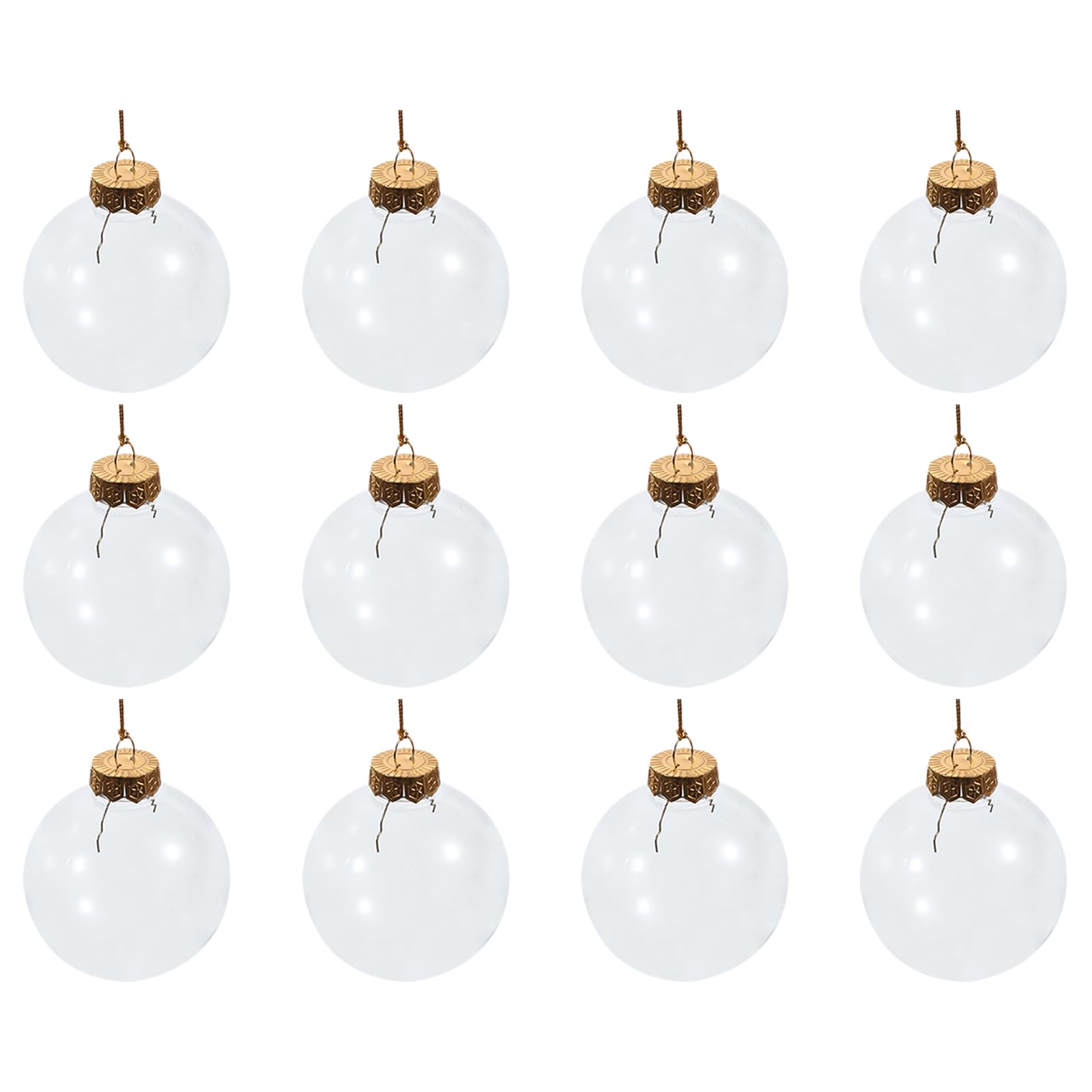 Tオーナメントボール 30 cmロープ付き アクリル クリスマスボール プラスチック DIY クラフト クリスマスツリー 結婚式 パーティーの装飾 金色用 6 cm 8 cm クリア 12個｜エムーエムショップ
