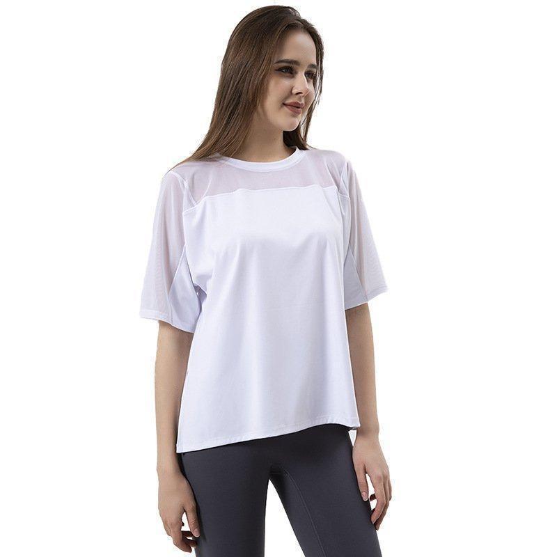 半袖 Tシャツ レディース 女性 ヨガウエア ゆったり 体型カバー フィットネスエクササイズ メッシュ トレーニング 無地 通気 吸汗速乾 XL スポーツウエア