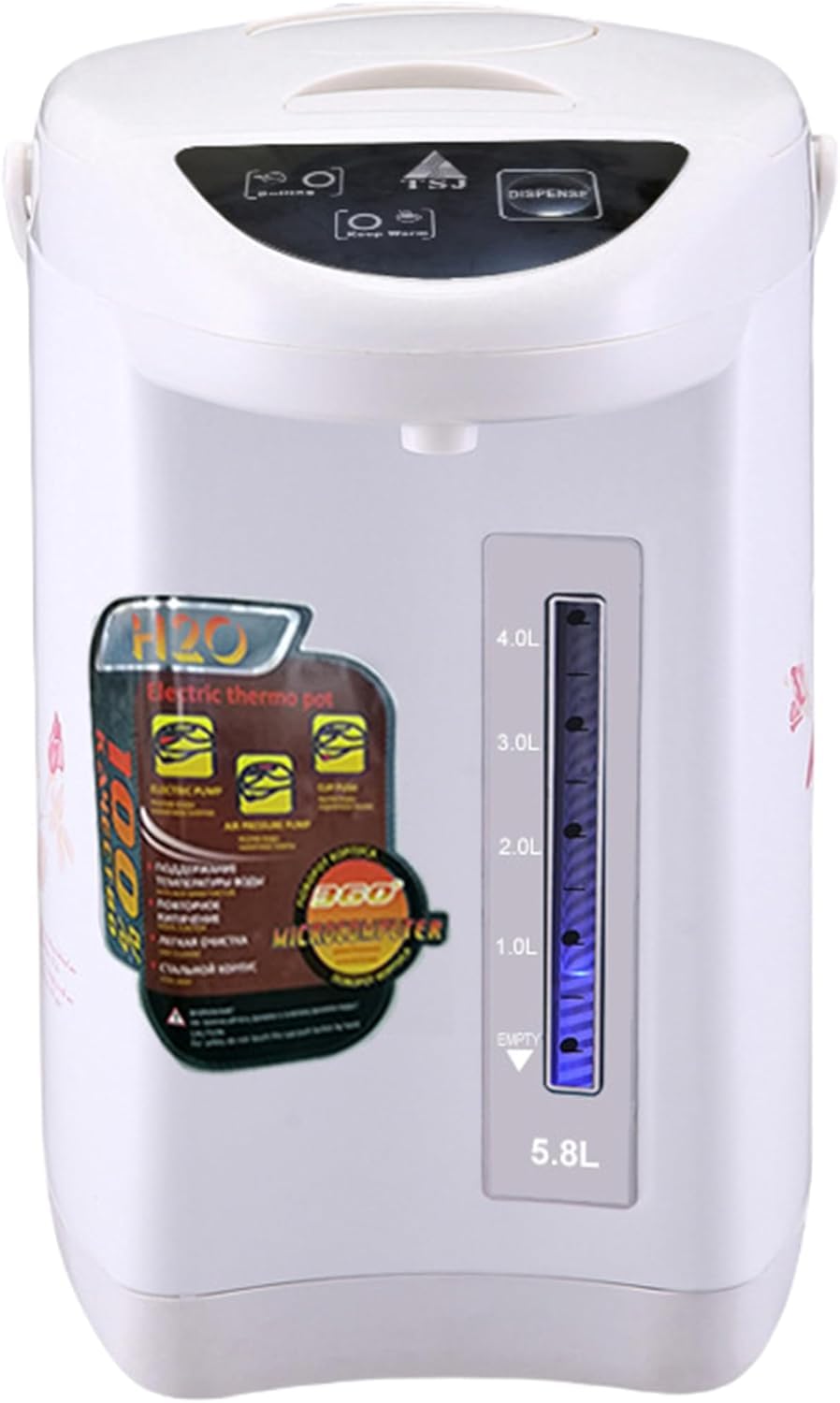 電気ポット 5.8L【節電対策】電気ポット ポット マイコン式 保温温度調整 安全ロック機能 360度回転底 水位窓 安全設計 ロック機能 再沸騰 給湯 節電 過昇温度防止 省エネ 保温 シンプル 湯沸かし 湯沸し器 (グレー)|エムーエムショップ