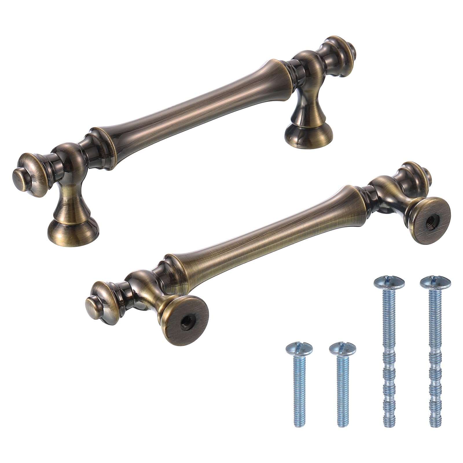 T10パックのブ ラシドビンテージ真鍮キャビネットプル キッチンドレッサープル3-4/5"（9.6cm） キッチンドロワーキャビネット用のハードウェアプル｜エムーエムショップ