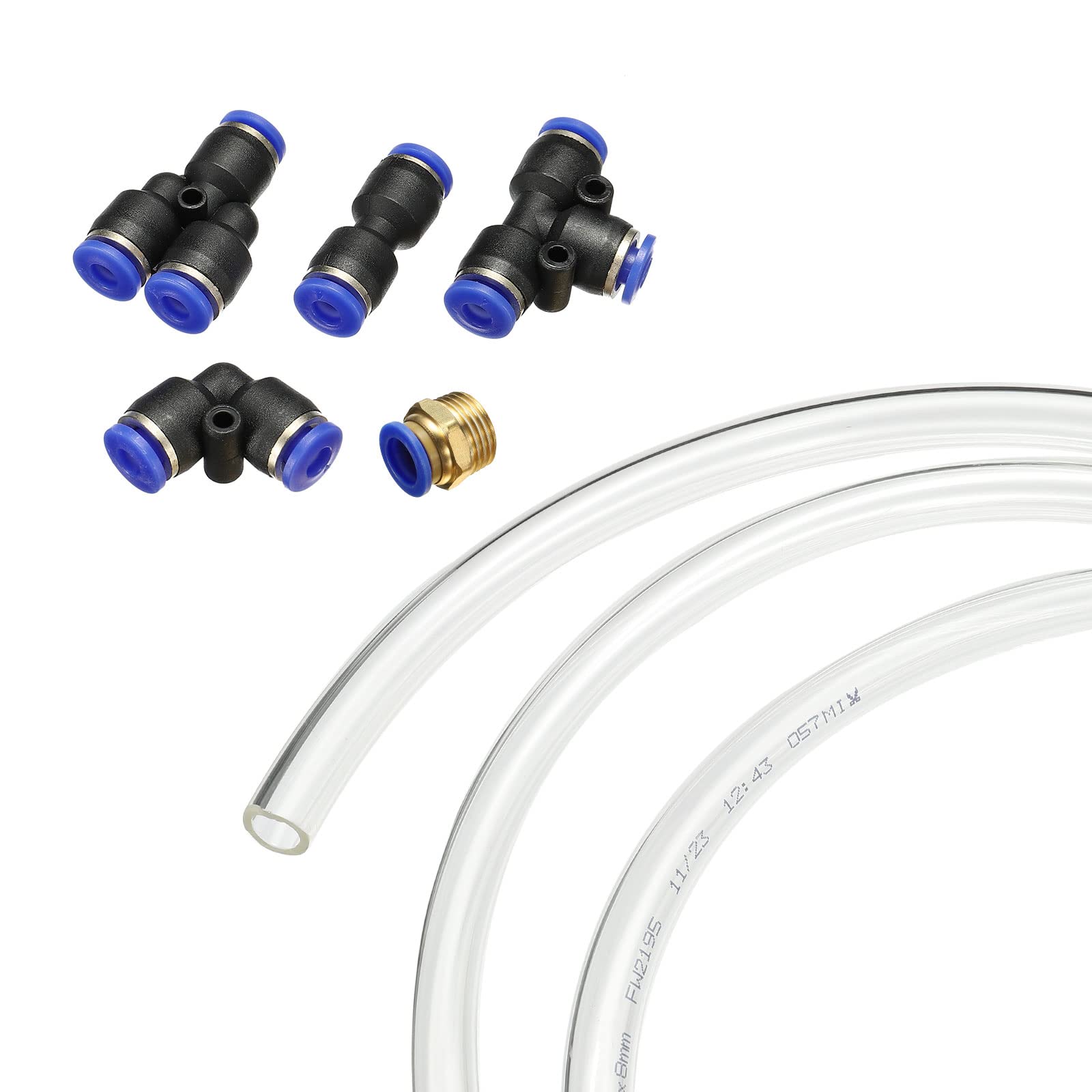 T 空気圧PUエアホース パイプキット 外径12 mm 5 M 1/2PTチューブコネクタ プッシュで継手を接続付き クリア 12個入り｜エムーエムショップ