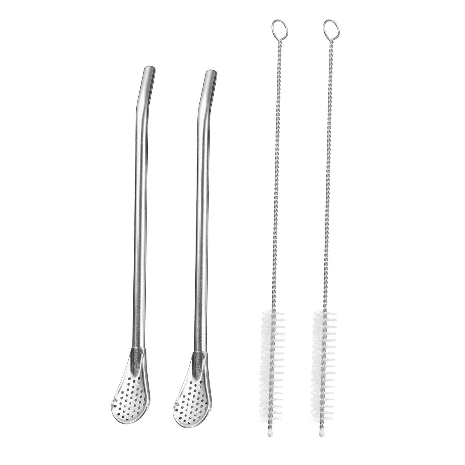 未使用品　銀製　ストロースプーン　6本セット　掃除用ブラシ付き 未使用品 銀製 ストロースプーン 6本セット 掃除用ブラシ付き