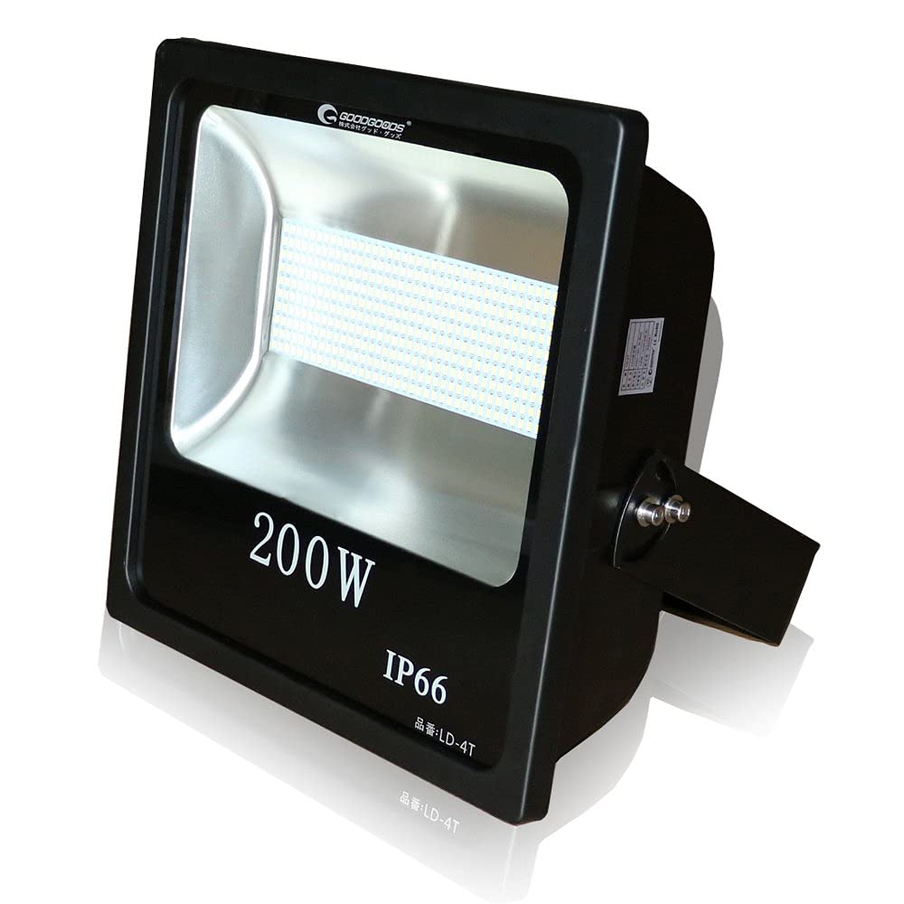 グッド・グッズ 200W 28000LM 昼光色 フラッドライト IP66 防水 投光器 屋外照明 作業灯 100V対応 ledライト ワークライト 高輝度 省エネ 120°広角照明 駐車場 ガレージ 看板灯 倉庫 BBQ 屋外作業 野外 工事用 日本語説明書 プラグなし 44,044円