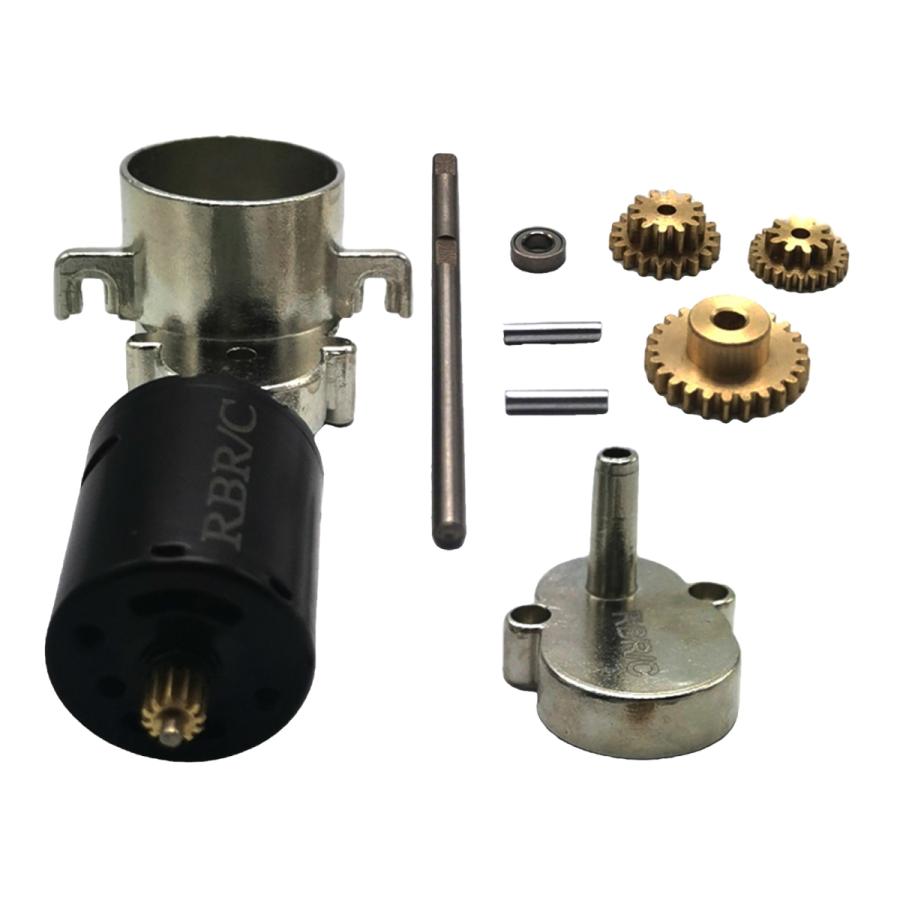 RCカーギアボックス RCカー370モーター RCカーギアセット 金属製 モデルカー部品 WPL D12 1:10 4WD RCカーに適用 1/10 RCカーアップグレードパーツ シルバー