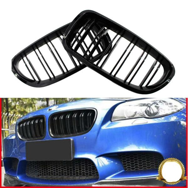 BMW F10 F18 2010-15グロスブラックフロントデュアルフィンスラットキドニーグリルグリル用
