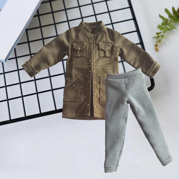 2x 流行り物 1/12 トレンチコートとズボン下、6 in図形用の手作りあやつり人形服、あやつり人形模範例