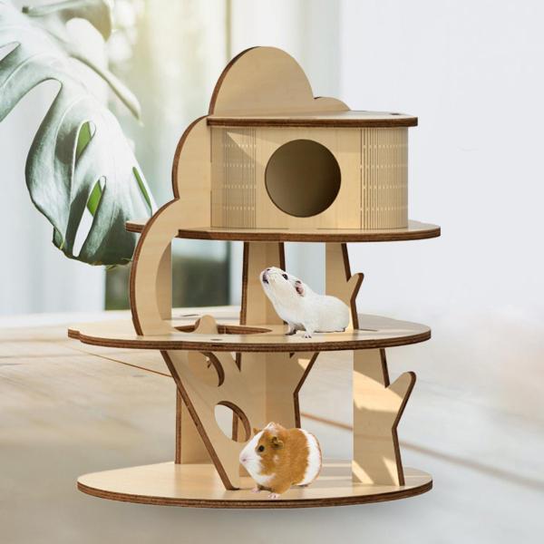ハムスターの隠れ家ハウス モルモット小屋 ケージ アクセサリー マウスの隠れ家 ペット用 3層｜エムーエムショップ