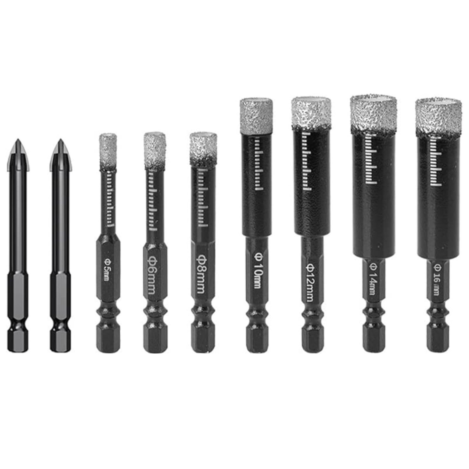 クロスドリルビット タイル用ドリルビット 乾燥した穴あけ工具 磁気タイル用ドリル タイルキリ 磁器タイル用ドリル 9種セット｜エムーエムショップ