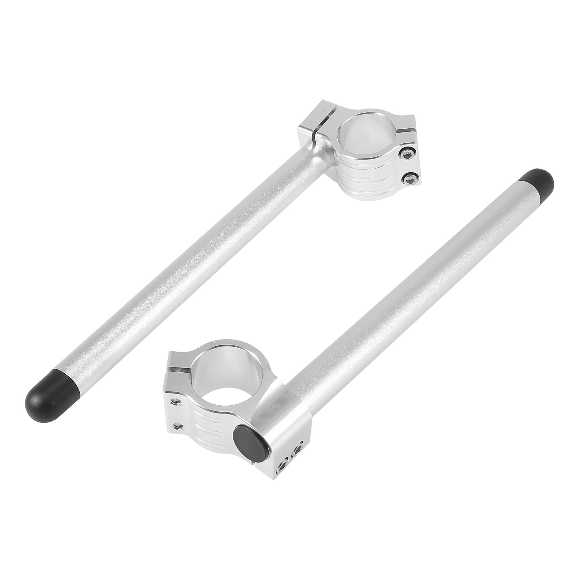 Motoforti オートバイのハンドルバー バイククリップオンハンドルバー 37mm 調整可能 ユニバーサル 交換品 シルバートーン 1ペア入り｜エムーエムショップ