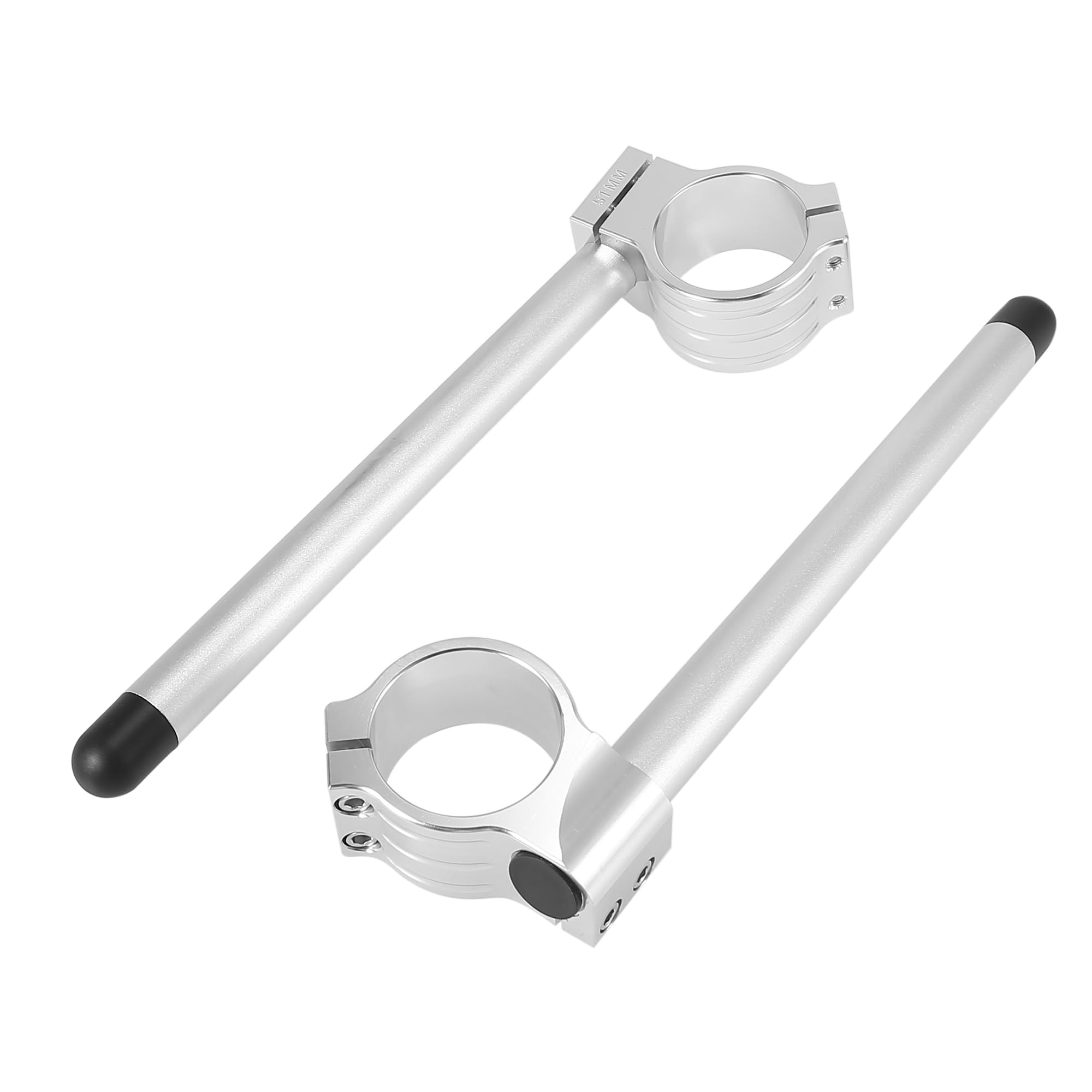 Motoforti オートバイのハンドルバー バイククリップオンハンドルバー 51mm 調整可能 ユニバーサル 交換品 シルバートーン 1ペア入り|エムーエムショップ