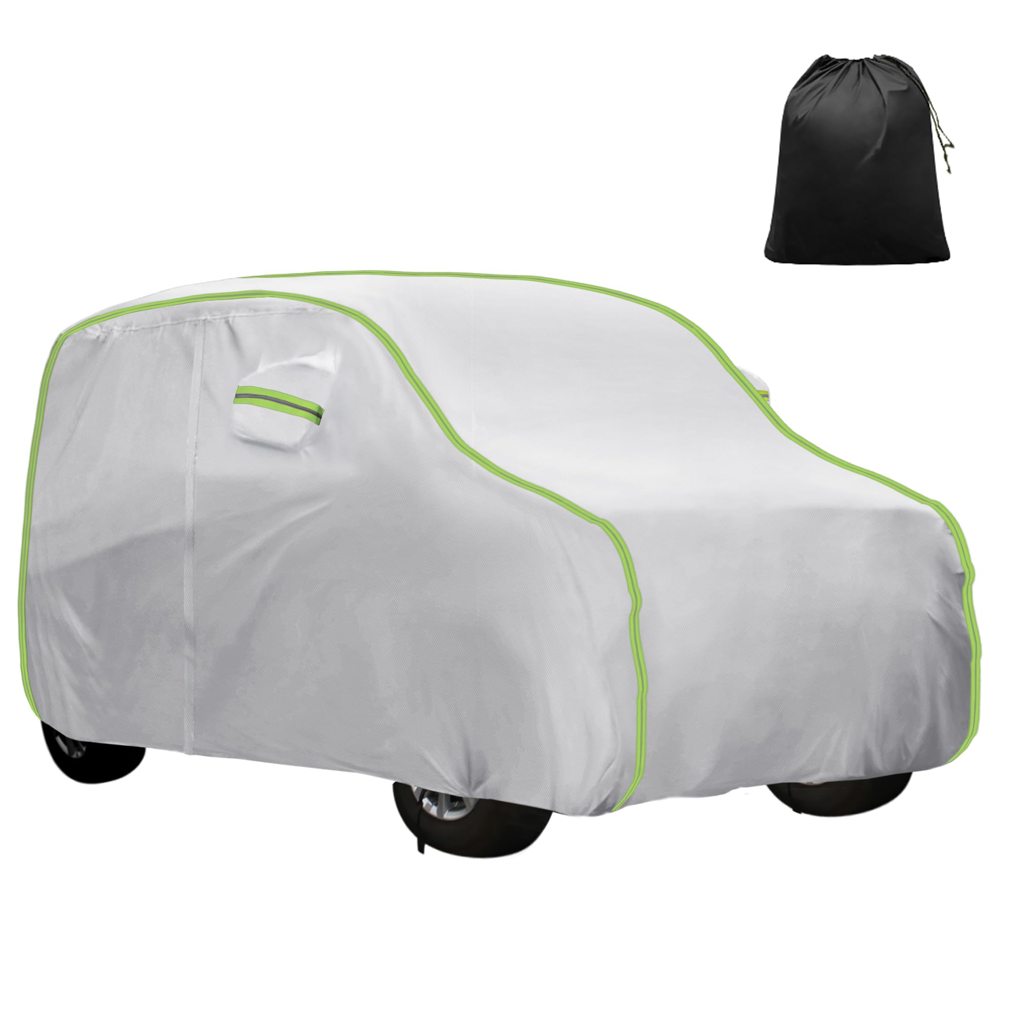 T 【日産に対応サクラデイズ専用】 軽自動車カバー ボディカバー カーカバー 【台風対策】防風ロープ付き 裏起毛 梅雨対策 防炎 防塵 雪/黄砂対策 凍結防止カバー 雹対策 運転席側にファスナー 夜間安全警告 耐久性 着脱気軽 車 保護カバー 収納袋が付属 シルバートーン