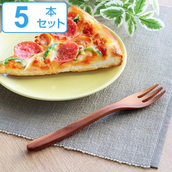 フォーク WOODN 18cm M 天然木 木製 同色5本セット （ デザートフォーク カトラリー 洋食器 サオ 木製食器 ）
