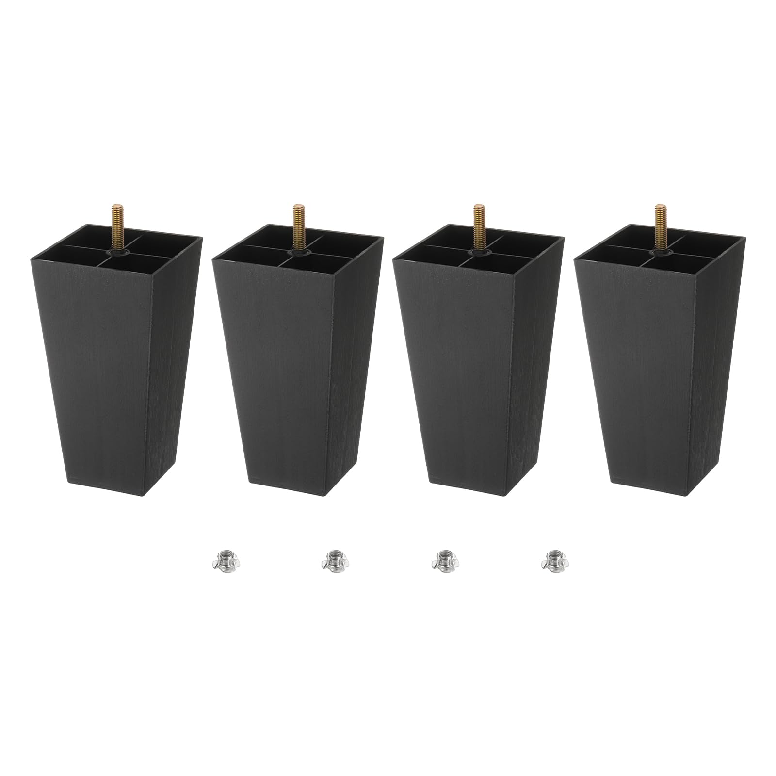 T6.3"のプラスチック製家具脚 4個セット 四角錐形のテーブル ソファ キャビネット ベッド脚 M8ハンガーボルト付きの家具用交換用脚|エムーエムショップ
