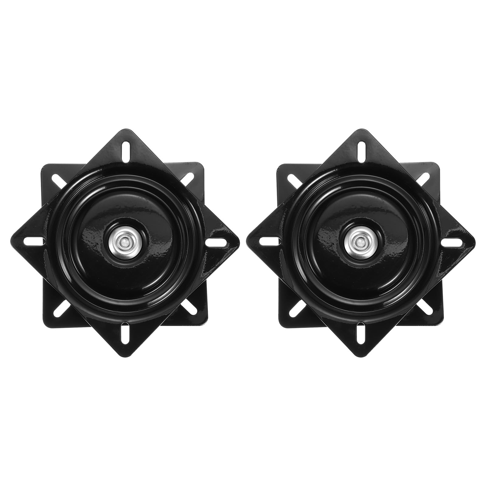 T バースツール回転プレート 鉄 スクエアバースツールシート交換 怠惰なスーザン ボートシートベース 家具用 2個 ブラック 160x2.0 mm