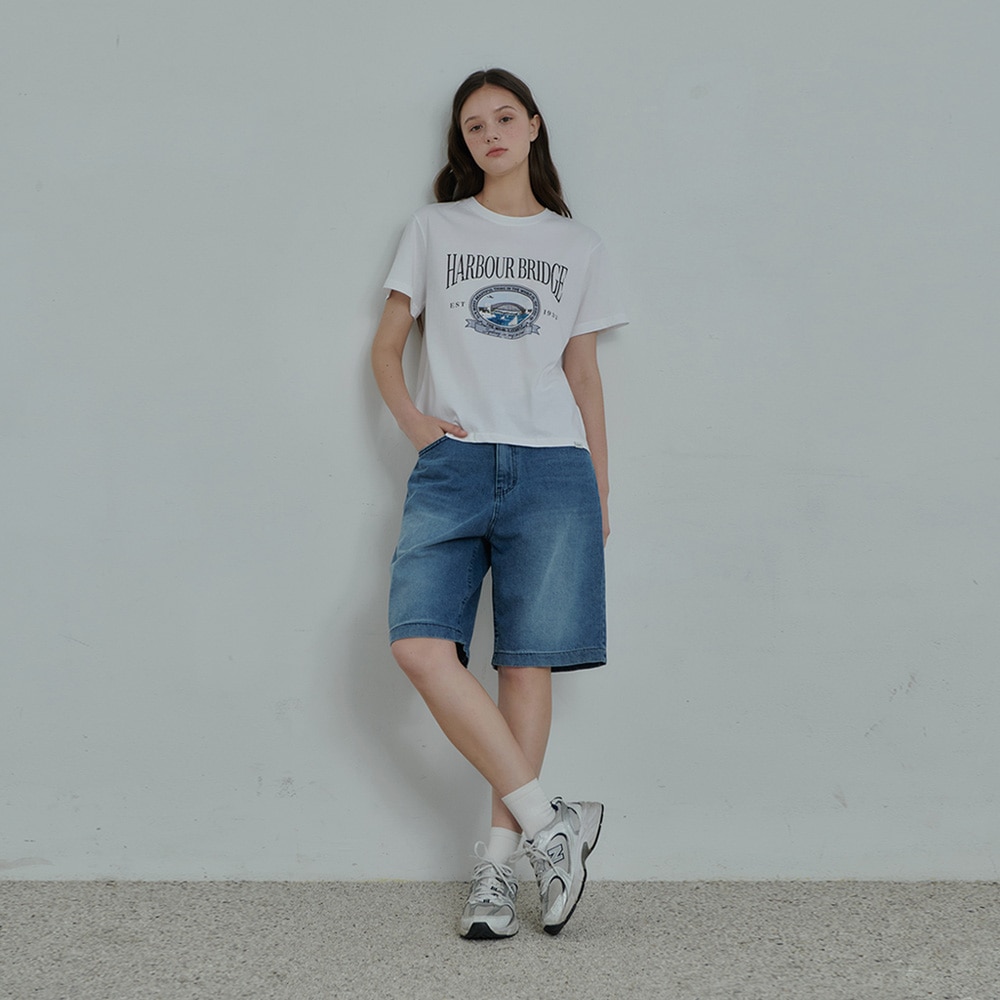 ショート丈 ストレート デニム・ジーンズ [ブルー] 13,014円