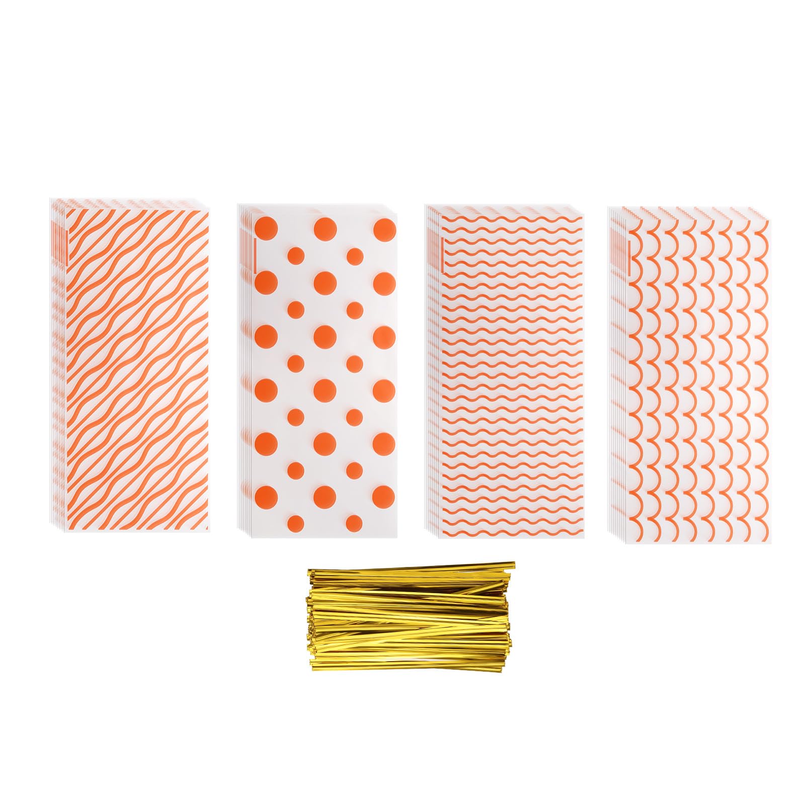 T 100個のセ ロファンお菓子バッグ 10.8"x 4.9" クリアフラットセ ロファンバッグ プラスチックキャンディーギフトグッディーバッグ クッキースナックパッキングパーティー用ツイ ストタイ付き オレンジ｜エムーエムショップ 29,151円