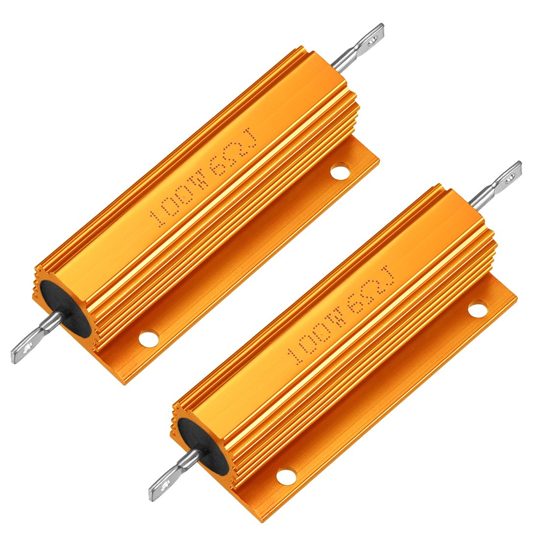 T メタルクラッド抵抗 抵抗器 100W 6Rアルミニウムハウジング抵抗器 100ワット 6オーム ゴールドトーン LED PCB用抵抗器 2個入り｜エムーエムショップ