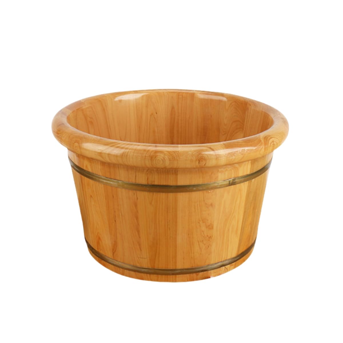 木製フットバスバケツ 足湯バレル ヒノキの足湯桶 厚みのある足湯バケツ お手入れ簡単 高く丸いエッジ 家庭用足湯 (高さ30cm×直径36cm)