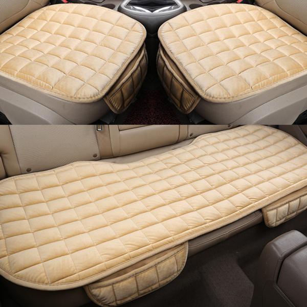 シートカバーセット 前座席用2枚+後部座席用1枚 軽自動車 普通車 ベージュ カー用品|エムーエムショップ