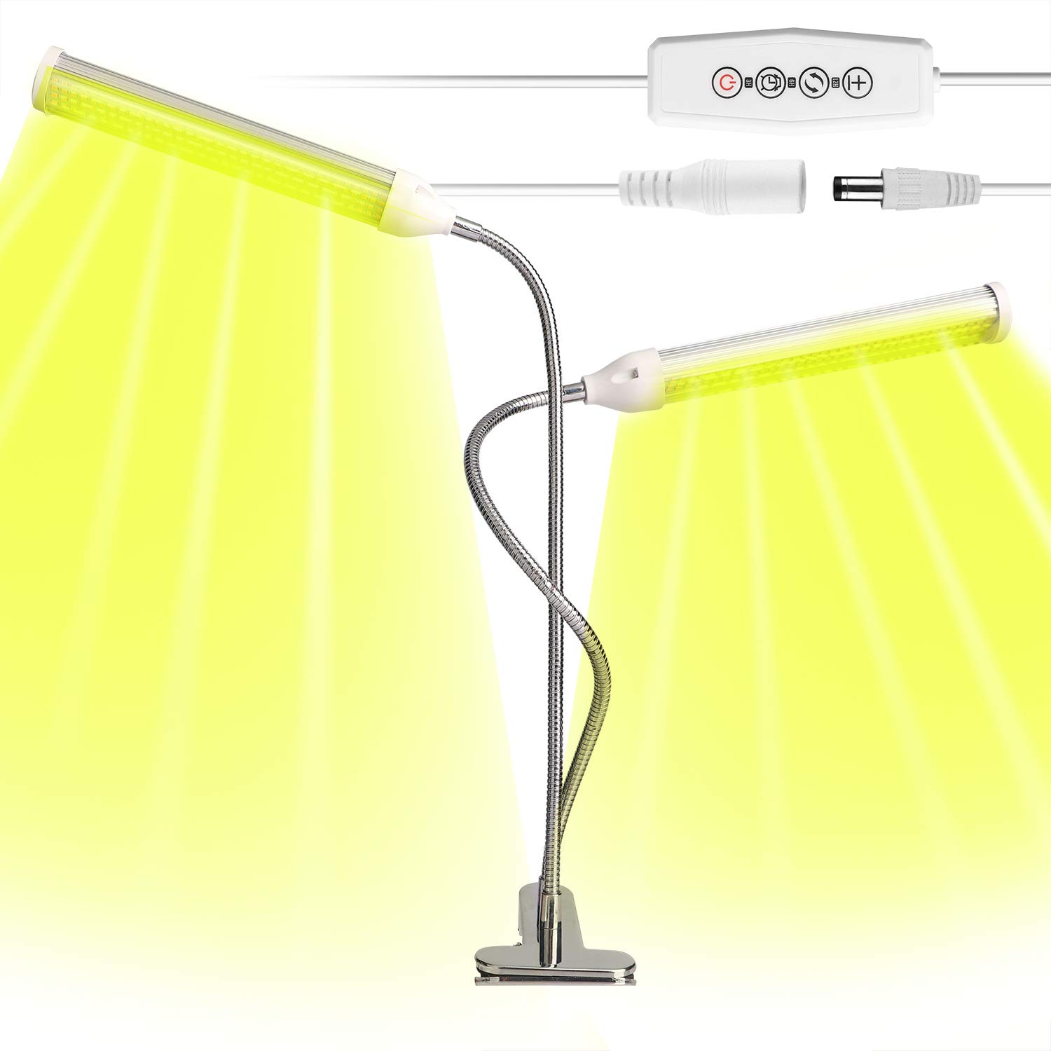 植物育成ライト LED 植物ライト 110W 室内栽培ランプ タイミング定時機能6段階調光 観賞用 2ヘッド付き 360°調節可能 288LED 日照不足解消 2スイッチモード電球 多肉植物育成 水耕栽培 家庭菜園 室内園芸 水草栽培 野菜工場 クリップ式 低消耗 省エネ USB