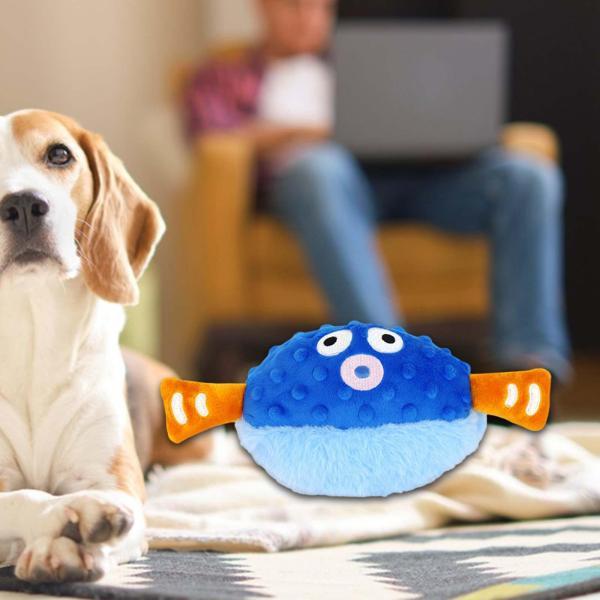 愛玩動物の犬の遊び道具 噛む遊び道具 噛む遊び道具 インタラクティブ 中小型愛玩動物用 青色フグ