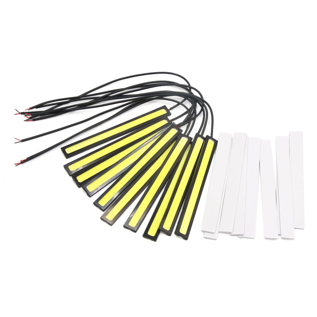 T DRLデータイムランニングライト ドライビングランプ 車用 14cm 12V 白色のCOB LED 10pcs