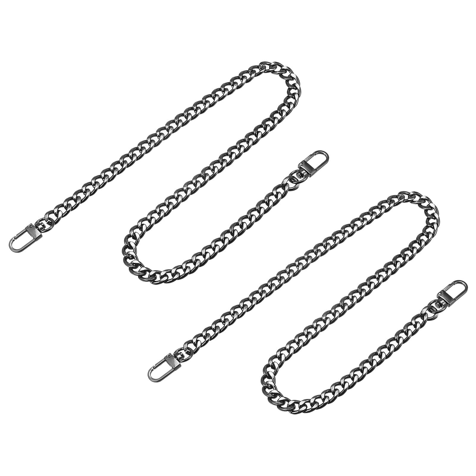 T フラットチェーンストラップ 財布ストラップ アイアン製 アクセサリー バックル 代替品 バッグ用 DIY ダークグレー 長さ600 mm 2個入｜エムーエムショップ