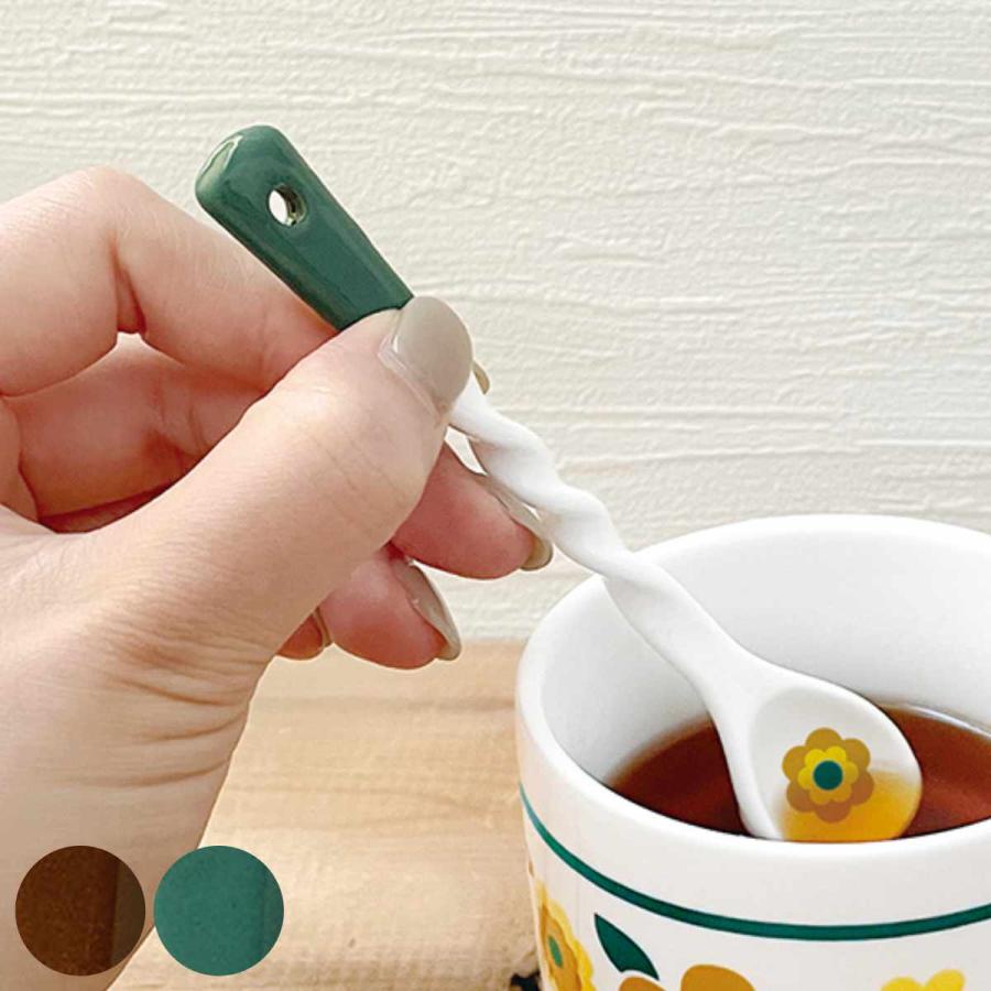 スプーン 13cm レトロスプーン 陶器 （ ティースプーン カトラリー 洋食器 ）