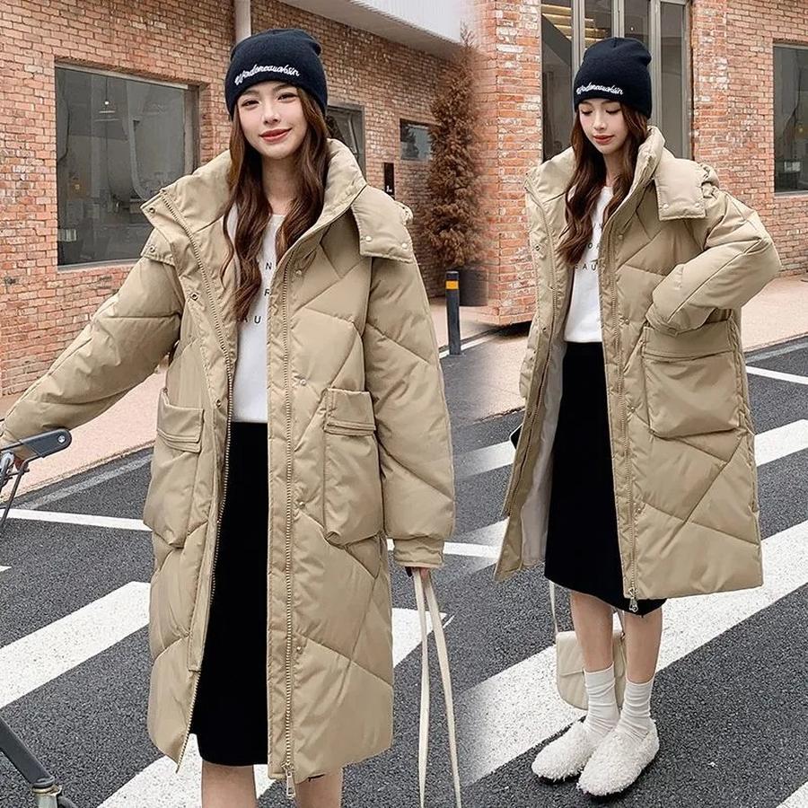 ジャケットクリスマス冬アウターロング丈 ダウンコート 厚手 綿の服ですパーカー 秋冬裏起毛 毛皮フード付きダウン ダウンパーカ ラビットファー ラムズウール アウター ファスナー|エムーエムショップ