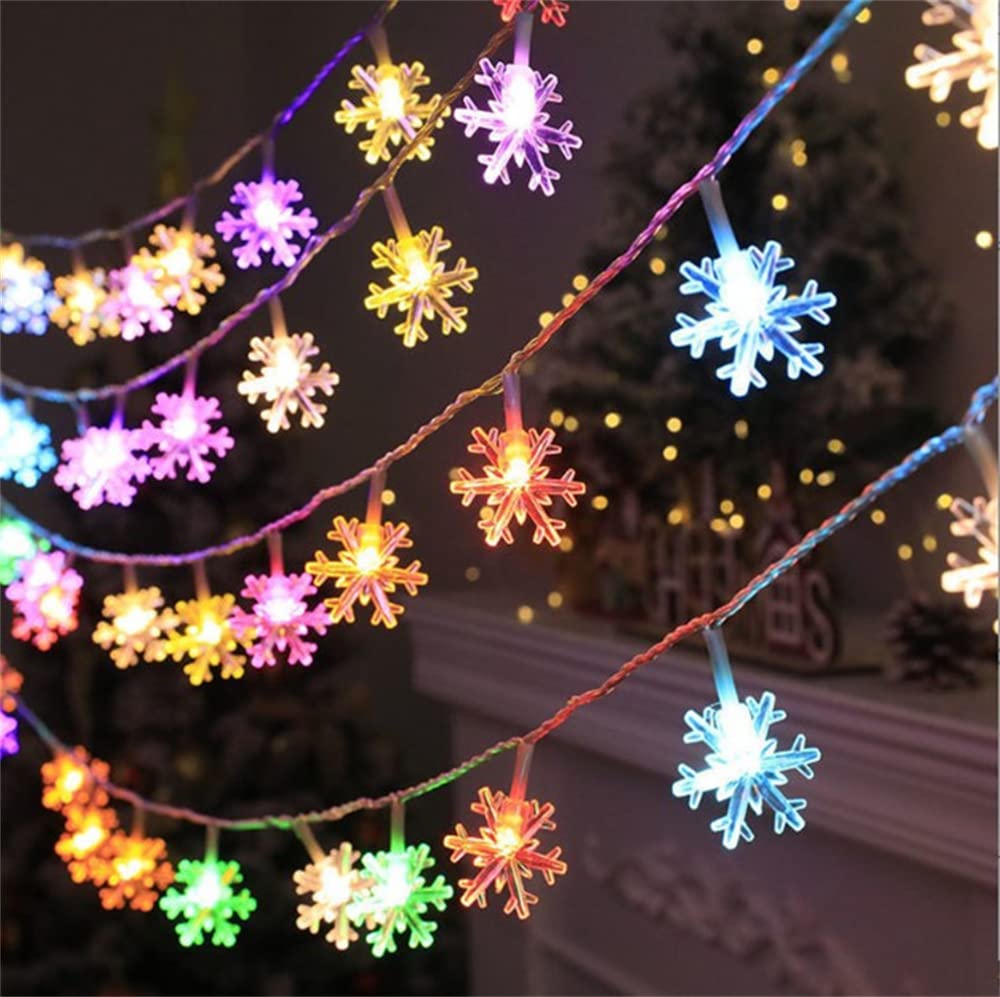 ストリングライト イルミネーションライト 雪の結晶 10M80電球 ピンク＆ウォームホワイト LED 屋内 屋外 ガーデンライト 電池式 クリスマスライト 飾りライト (カラフル) 6,823円