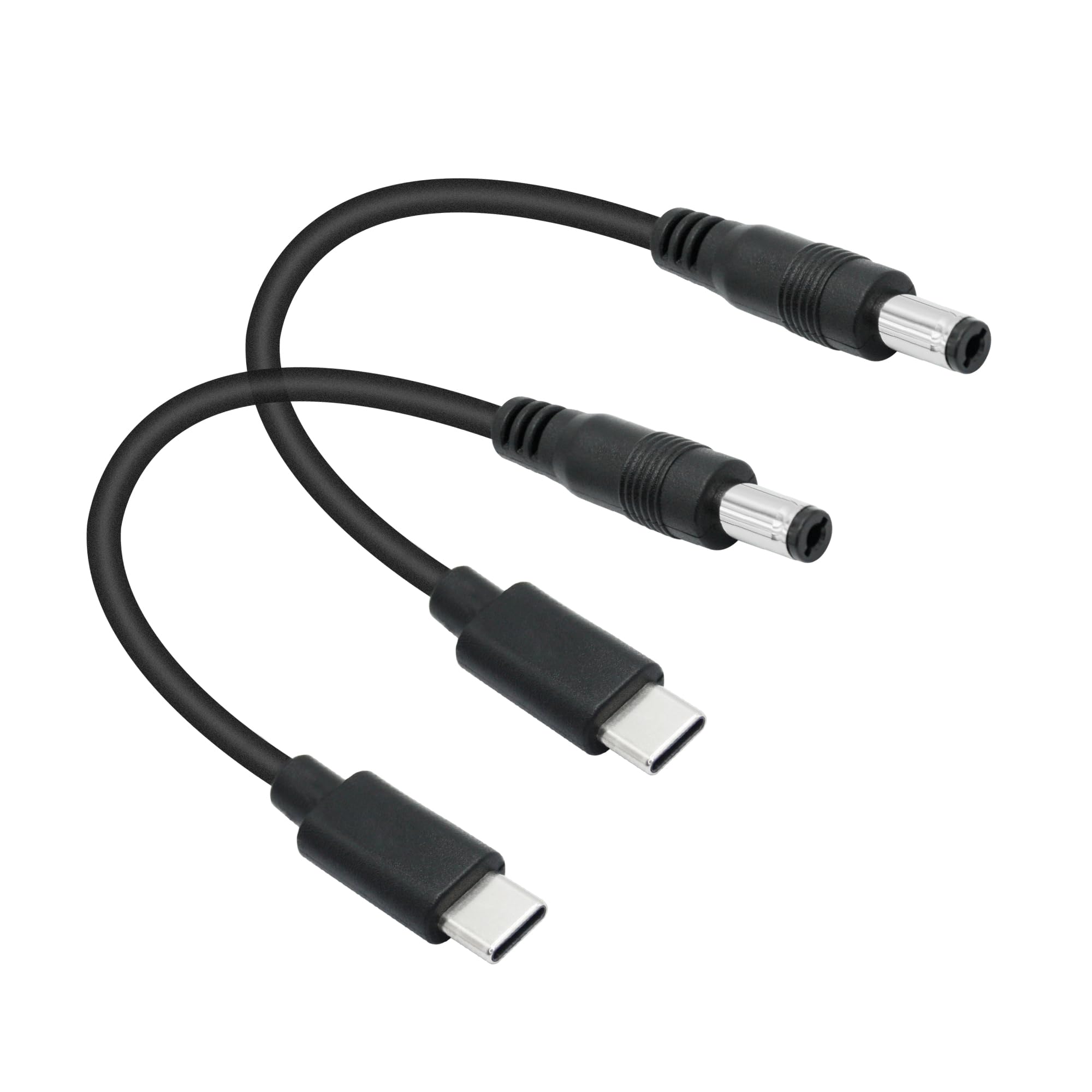 短いDC 5.5mm x 2.1mm - USB C電源コード6インチ、DC 5521オス-USB Type Cオスプラグ 5V 3A 電源充電ケーブル延長コード、LEDデスクランプ、小型ファンなどのUSB Type C機器用 (2個)