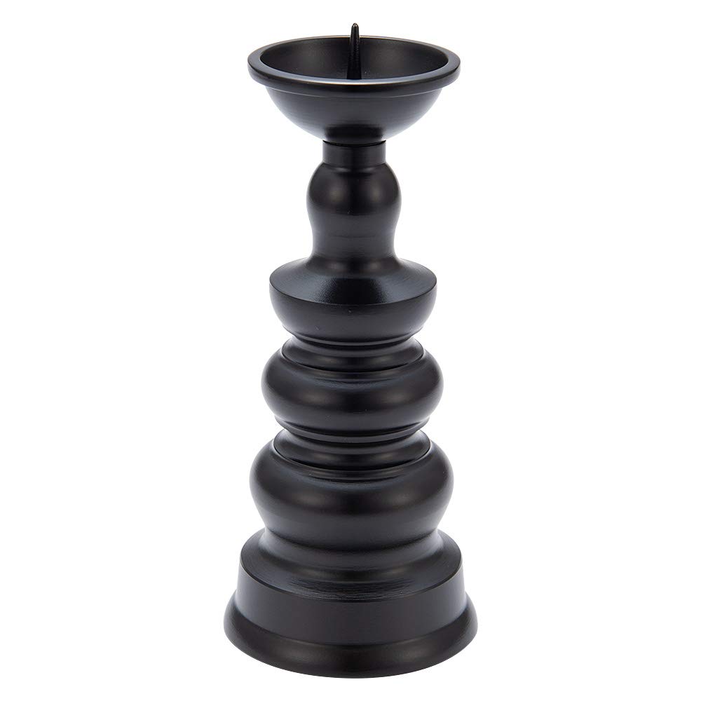 仏壇屋 滝田商店 ローソク立 (ダルマ) 黒色 2.5寸 総高さ9.1cm&times;底径4.1cm 仏壇用の仏具・火立・燭台・ろうそく立て・真鍮製・高岡銅器 証明書付｜エムーエムショップ