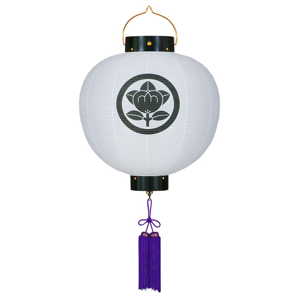 仏壇屋 滝田商店 【盆提灯・家紋】 家紋入り 門提灯 お迎え提灯 尺三丸 LED コードレス 6013-T ◆高さ42cm×火袋径38cm◆和紙張 玄関に吊り下げる 家紋入り提灯 証明書付|エムーエムショップ
