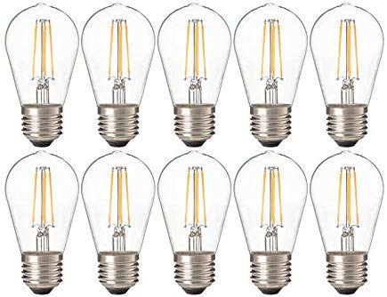 10個入 S14 2W (20W形相当) LED フィラメント電球 E26口金 2700K電球色 レトロエジソン クリアガラス 一般電球・全方向タイプ 調光器非対応