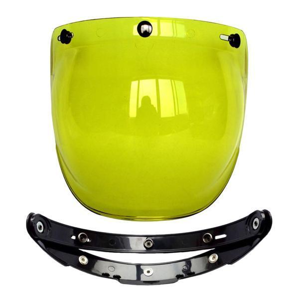 オープンフェイスヘルメット用モーターサイクル3スナップバイザーレンズシールドイエロー｜エムーエムショップ