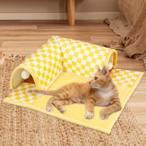 猫トンネルベッド遊び場猫活動センター子猫バニー小動物 XL イエロー