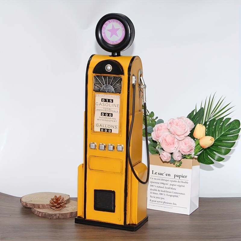 オブジェ 給油機型 ユニーク アメリカン レトロ ヴィンテージ調 おしゃれ かわいい 置物 インテリア 雑貨 オーナメント イエロー 4-7